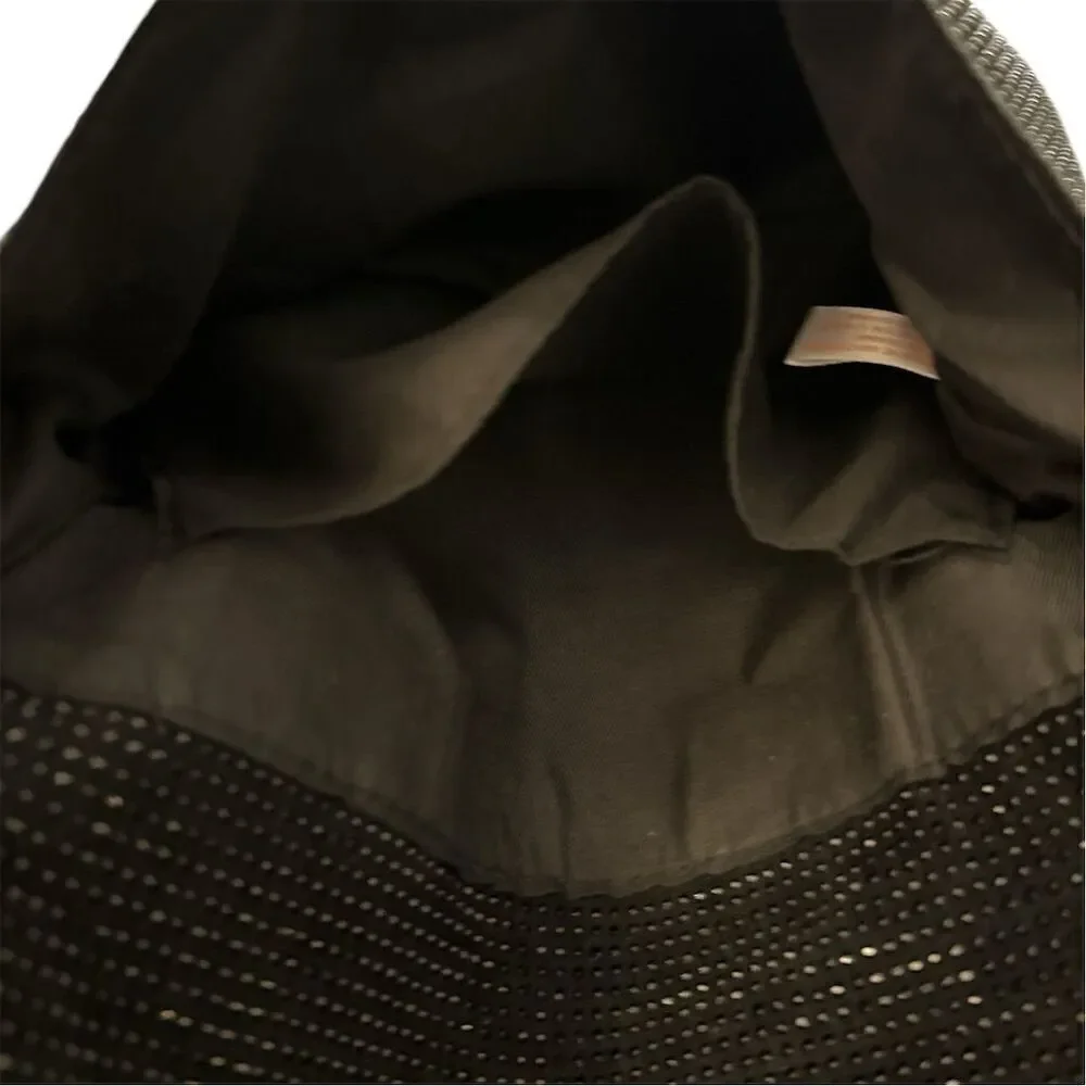 Women's Black Beaded Fabric Rhinestone Buckle Accent Evening Shoulder Handbag